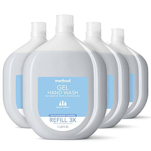 Method Gel Hand Soap Refill, Sweet Water, Recyclable Bottle, 34 oz, 4 pack