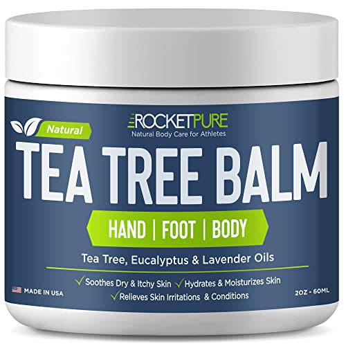 Natural Tea Tree Balm - Tea Tree Oil Balm for Foot, Hand, Body - Tea Tree Cream for Skin Irritations & Eczema - Foot Balm, Hand Balm, Body Balm, Heel Balm, Eczema Balm - Tea Tree Foot Cream, Hand Balm, Body Balm, Heel Balm, Eczema Balm - Tea Tree Foot Cream