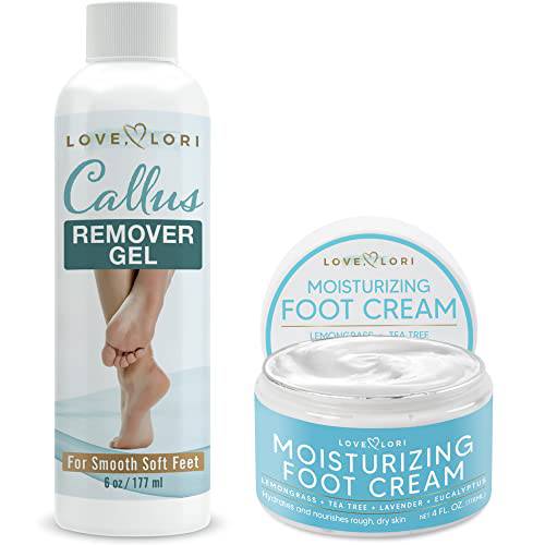 Love, Lori Callus Remover Gel & Moisturizing Cream Set for Smooth Soft Feet At Home