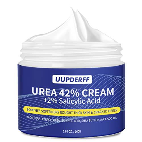 Urea Cream 42 Percent for Feet with 2% Salicylic Acid 5.64 Oz - Remover Hand Cream Foot Cream For Dry Cracked Dead Feet Hands Heels Elbows Nails Knees - Repairs Softens Moisturizes Exfoliates
