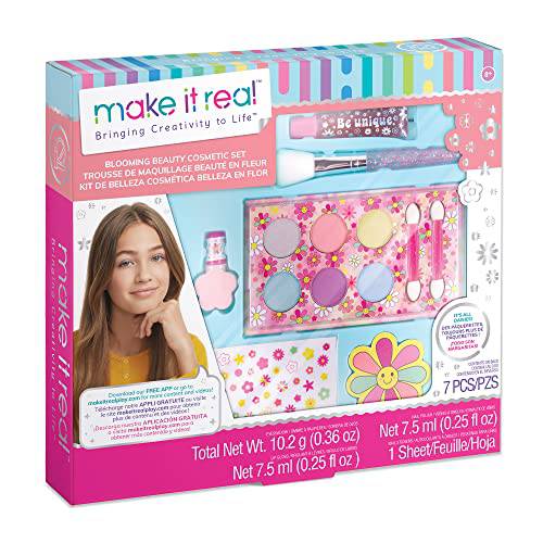 Make It Real – Girl-on-The-Go Cosmetic Set - All in One Starter Makeup Kit for Girls and Tweens - Includes Lip Gloss Tubes, Eyeshadow Palette, Makeup Brushes, Nail Polish, and More