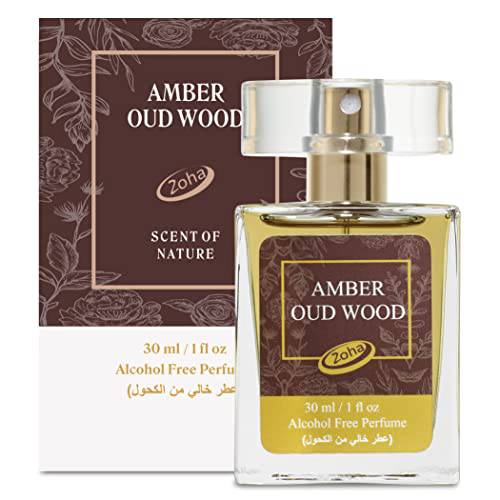Zoha Amber Oud Wood|Spray Perfume for Women and Men | Alcohol Free & Essential Oil Based Perfumes for Moisturized Skin | Long Lasting & Vegan Fragrance Made in USA (30 ml/1.0 Oz)