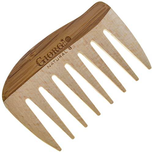 Giorgio GIONAT8 Small Natural Wooden Comb Hair Detangler Wide Tooth Comb for Curly Hair, Bamboo and Beechwood Hair Combs for Thick Hair - Organic Wooden Hair Comb Perfect for Use with Long Thick Hair