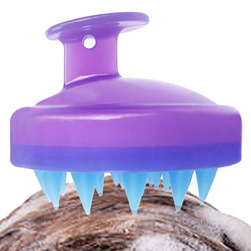ASAKAA Hair Shampoo Brush,Scalp Massager Brush,Manual Head Scalp Massage Brush for Wet & Dry, Soft Silicone Bristles Care for The Scalp, Promote Hair Growth(Purple（1Pcs ）)