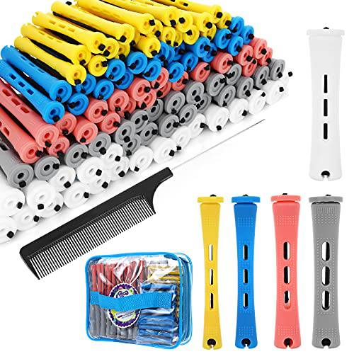 SPTHTHHPY Perm Rods and 100 Pieces 5 Sizes Hair Rollers with Hair Cold Wave Rods Hair Curler for Women Long Short Hair DIY Hairdressing Styling Tools(5 Colors)