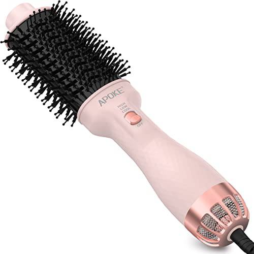 APOKE One Step Hair Dryer Brush and Styler Volumizer, Multifunctional 4 in 1 Ceramic Tourmaline Negative Ion Hot Air Styling Brush, Professional Salon Blow Dryer Brush for Drying Curling Straightening