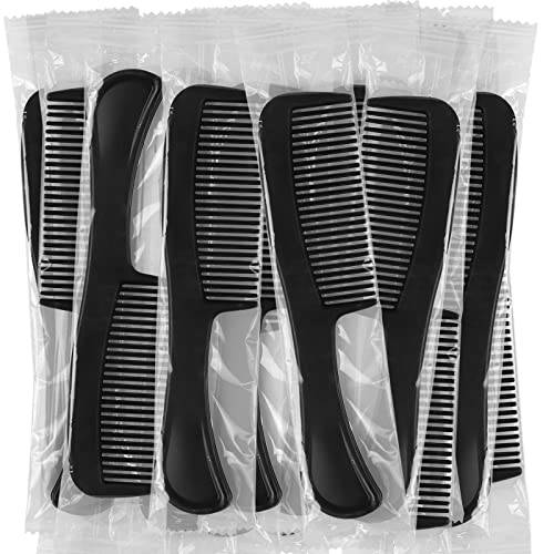 HQSLsund 60 Pack Combs Individually Wrapped, Widen Combs In Bulk Individually Wrapped,Bulk Combs For Homeless Individually Wrapped For Hotel,Airbnb,Shelter/Homeless/Nursing Home/Charity(Black,60)
