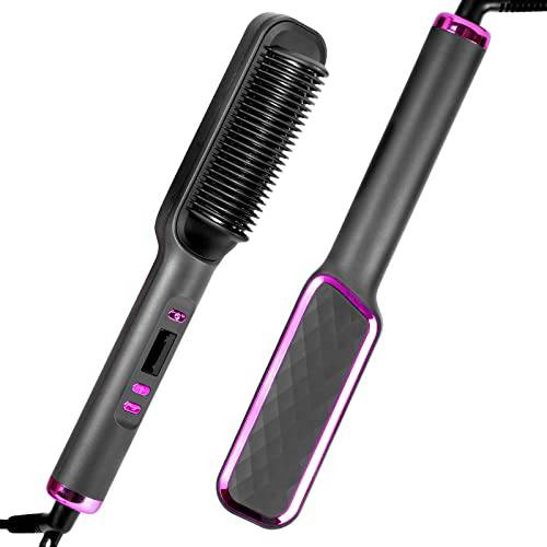 Negative Ion Hair Straightener Brush Hair Straightener Comb Hot Brush Hair Straightener with Anti-Scald Feature, Auto Temperature Lock & Auto-Off Function for Professional Hair Salon at Home