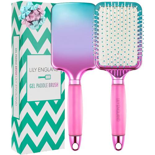 Hair Brush, Paddle Brush - Hairbrushes for Women with Soft Bristles - Large Detangling Hairbrush for Styling, Smoothing and Straightening by Lily England - (Unicorn/ Mermaid)