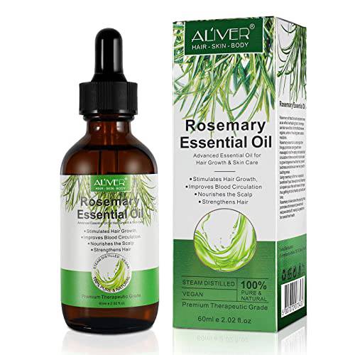 Purvigor Rosemary Essential Oil (2.02 Oz), Pure for Hair Growth & Skin Care, Nourishment Scalp, Stimulates Growth, Rid of Itchy and Dry Scalp Refreshing Aromatherapy Men Women, 2.02 Fl Oz (Pack 1)