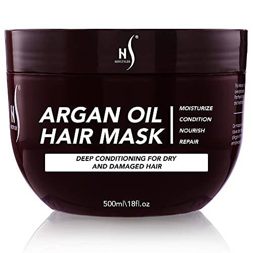 Herstyler Argan Oil Hair Mask - Hair Mask For Dry Damaged Hair and Growth - Deep Conditioning Argan Oil Har Mask - Curly Hair Mask for Limp Dull Hair - Anti-Frizz Hair Mask