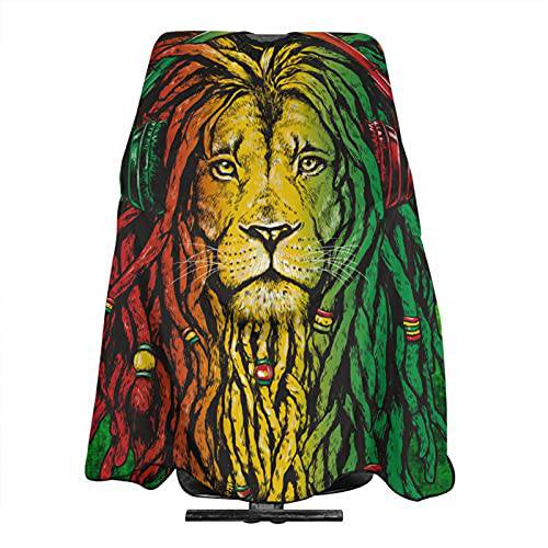 ONE TO PROMISE Lion Barber Cape Jamaican Flag Reggae Rasta Lion Red Yellow Green Black Hair Cut Salon Cape,Hair Stylist Hairdresser Styling Cape,Waterproof Haircut Apron Cover up for Adults,55X66