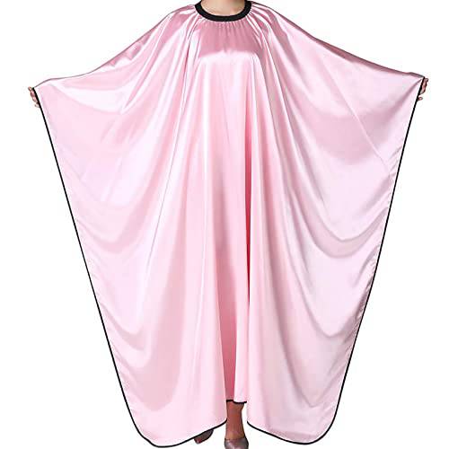 Barber Cape, Iusmnur Professional Hair Salon Cape with Adjustable Metal Clip, Shampoo Hair Cutting Cape for Barbers and Stylists - 55 x 63 inches (Pink)