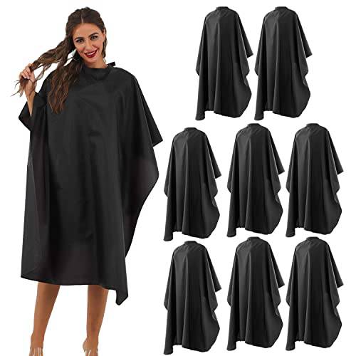 BSFHH Black Barber Cape, Professional Nylon Waterproof Hair Cutting Cape with Snap Closure Salon Cape, 59 x 47 Hairdressing Cape for Haircut, Coloring, Makeup, Styling (8 Pack)