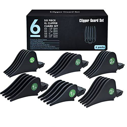 Professional Hair Clipper Combs Guides,1.25 in & 1.5 in & 1.75 in & 2 in & 2.25 in & 2.5 in cut lenght Hair Clipper Combs Guides Fits for most Wahl Clippers