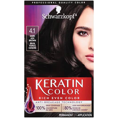 Schwarzkopf Keratin Color Permanent Hair Color Cream, 4.1 Dark Ash Brown