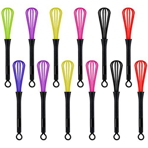 12 Pieces Hair Color Whisk Mini Whisk for Hair Dye Color Mixing, Salon Barber Plastic Whisk Hairdressing Dye Whisk Plastic Manual Mixer Hair Dye Cream Stirrer Kitchen Baking Cooking Mixer Tool