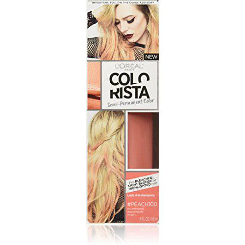 L’Oréal Paris Colorista Semi-Permanent Hair Color for Light Bleached or Blondes, Peach