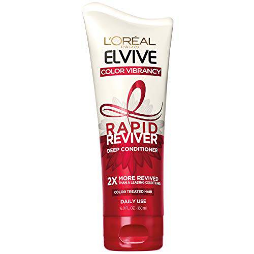 L’Oréal Paris Elvive Color Vibrancy Rapid Reviver Deep Conditioner, Repairs Damaged Color-Treated Hair, No Leave-In Time, with Damage Repairing Serum and Antioxidants, 6 oz.