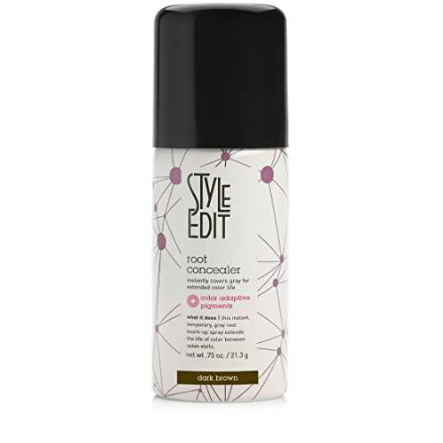 Root Touch Up Spray for Dark Brown Hair by Style Edit | Cover Up Hair Color Spray for Gray Hair Coverage | Root Concealer for Dark Brown Hair | Temporary Dark Brown Hair Dye Spray | 0.75 oz. Travel Size Spray