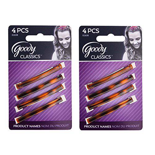 Goody 02658 Classics Stay Tight Hair Barrette Mock Tort (2-Pack), Great for Both Adults and Girls, for All Hair Types, Eight 2 Inches Barrettes with Metal Clips