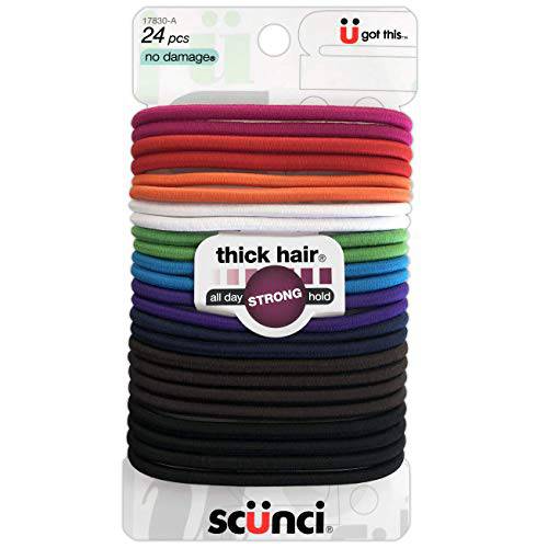 Scunci No Damage Effortless Beauty Thick Hair Elastics, 24-Count