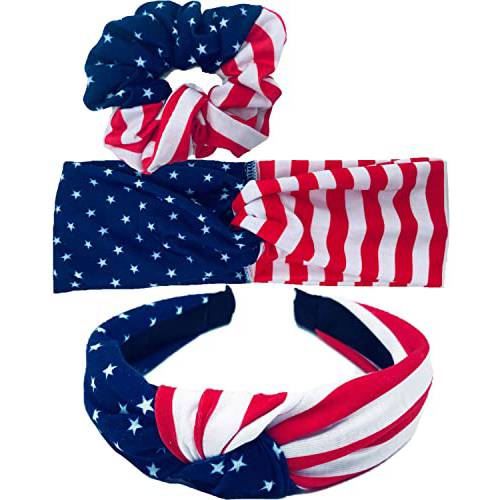 Shimmer Anna Shine Red White and Blue Patriotic American Flag Twist Headband USA (American Flag Headband)
