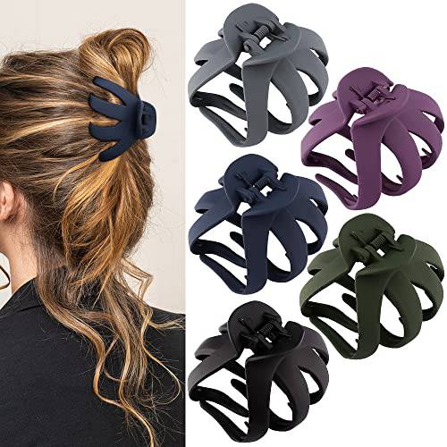 ATODEN Octopus Hair Clip 5 Pcs Large Hair Clips 3.14 Matte Claw Clips for Thick Hair Large Hair Claw Clips for Women Girls Strong Grip Non-slip Jaw Clips for Thick Hair Medium Hair Clips Hair Clamps Hair Accessories