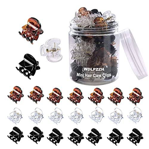 48pcs Mini Hair Claw Clips for Women Girls, Small Tiny Hair Clips Claws Little Plastic Jaw Clamps Clips with Transparent Box (Black/Brown/Clear)