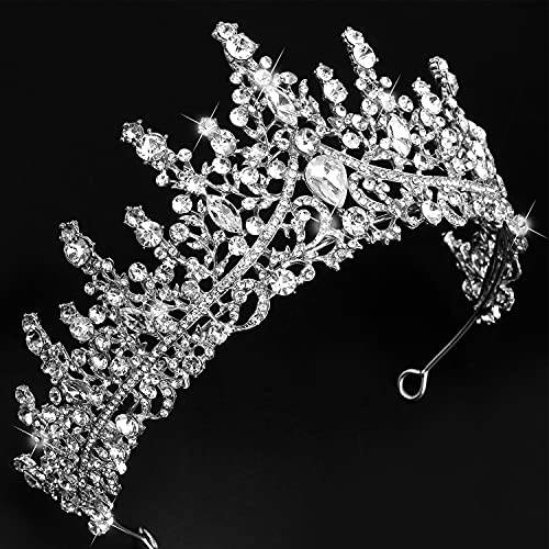 COCIDE Silver Tiara and Crown for Women Crystal Queen Crowns Rhinestone Princess Tiaras for Girl Bride Wedding Hair Accessories for Bridal Birthday Party Prom Halloween Cos-play Costume Christmas