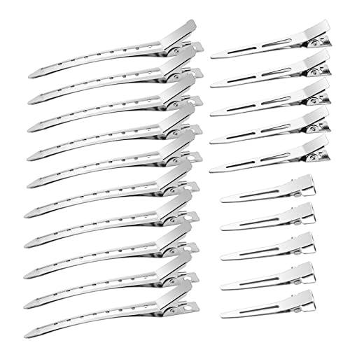 WILNAKWEL 40 Pcs Metal Duck Billed Hair Clips for Styling Sectioning,Silver Hair Clips for Women Long Hair,Metal Alligator Curl Clips for Hair Roller,Salon,Bows DIY with Case