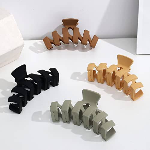 SuPoo Hair Clips Large Claw Clips 4.7 Matte Hair Claw Clips for Thick Hair Strong Hold Banana Hair Claw Jumbo Jaw Clips Cute Big Hair Clips for Women Hair Clamp Hair Accessories for Thin Hair