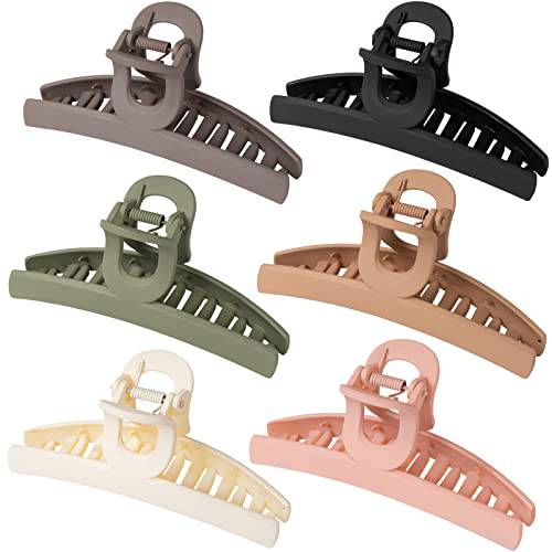 6 Pack Lolalet 4.3 Inch Large Hair Clips for Women Big Claw Clips for Thin Fine Thick Curly Hair, Elegant Nonslip Banana Clip Strong Hold Girls Trendy Jaw Clip Matte Stylish Clamps -Style A