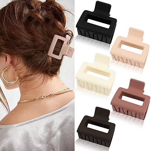ATODEN 5 Pcs Square Hair Clips Matte Hair Claw Clips for Women Girls 1.96’’ Square Claw Clips for Thin and Medium Hair Non-slip Strong Grip Hair Clamps Jaw Clips Hair Styling Accessories Gifts for Women