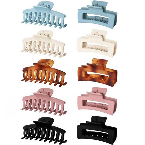 Vsiopy 10pcs Hair Claw Clips for Women Hair, 3.5 Inch Nonslip Medium Large Claws Clip for Thin Hair, 5 Pack Hair Clamps, 5 Pack Square Hair Claws Strong Hold Hair Jaw Clips
