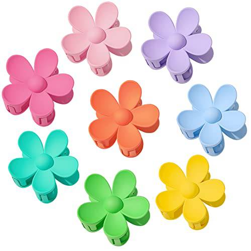 Hair Claw Clips 8PCS Flower Hair Clips for Women and Girls, Strong Hold Matte Claw Flower Shaped Hair Clips for Women Thick Hair and Thin Hair