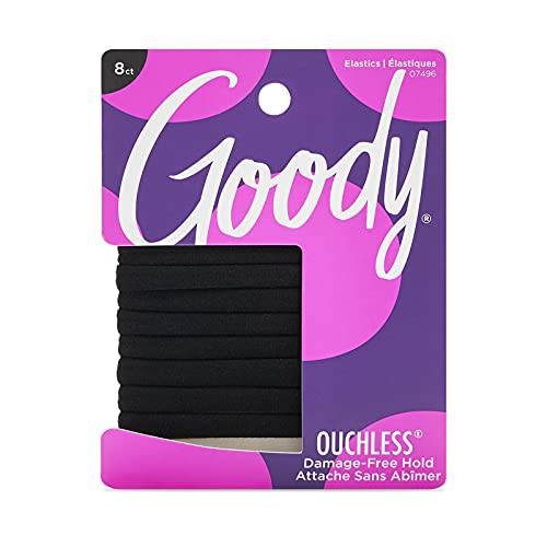 Goody Thick Hair Ties - Athletic Hair Bands 8 Count, Black Hair Ties - Suitable for All Hair Types - Ouchless Hair Accessories Hair Ties for Women and Girls