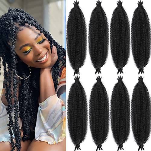 8 Packs Pre-Separated Springy Afro Twist Hair Suitable For Damaged Soft Locs Synthetic Marley Twist Braiding Hair for Black Women (24 inch, 1B)