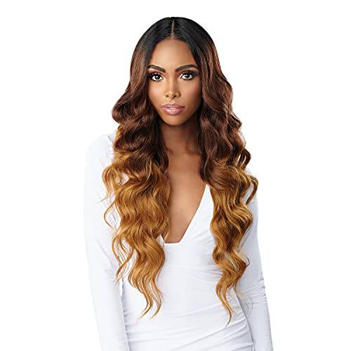 Sensationnel Butta lace front wig - extra wide and deep hand tied lace parting space with preplucked natural illusion hairline lace wig human hair blend mixed - Ocean wave 30 in (1B)