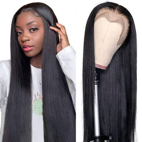 COUGARBEAUTY 13x4 Straight Lace Front Wigs Human Hair Pre Plucked 180% Density HD Transparent Lace Frontal Wigs Human Hair 26 Inch Lace Front Human Hair Wigs for Black Women