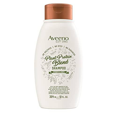 Aveeno Strength & Length Plant Protein Blend Shampoo, Vegan Formula for Strong Healthy-Looking Hair, White, 12 Fl Oz