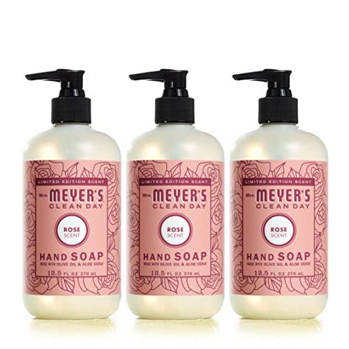 Mrs. Meyer’s Hand Soap, Made with Essential Oils, Biodegradable Formula, Limited Edition Rose, 12.5 fl. oz - Pack of 3