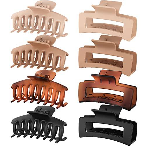 Dyrec Large Hair Claw Clips for Thick Hair, 8 Pack 4.3 Hair Clips for Women & Girls, 2 Styles Strong Hold Matte Claw Hair Clips for Thick Hair & Thin Hair, 90s Jaw Clips