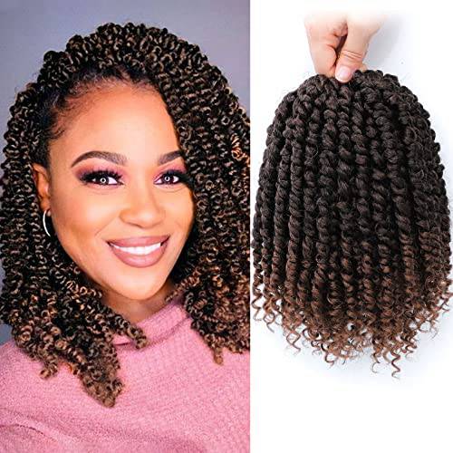 Fulcrum Passion Twist Hair 8 Inch, 8 Packs Pre-Twisted Passion Twist Crochet Hair for Black Women, Soft Passion Twist Curly Crochet Hair Pre Looped, Passion Twist Synthetic Crochet Hair Extensions (8 Inch (Pack of 8 ), T30)