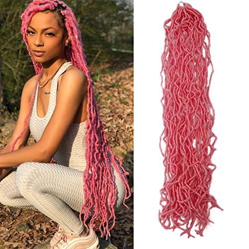 Soft Locs 36 Inch New Faux Locs Crochet Hair for Black Women,Pre-looped super long Goddess Locs Crochet Braids Hair (36inch 1Pack, Pink)
