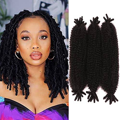 Seimainurs Springy Afro Twist Hair Marley Hair Spring Twist For Distressed Soft Locs Synthetic Pre-Separated Crochet Braiding Hair Marley Twist Hair Extension For Black Women (16 Inch (Pack of 3), 1B)