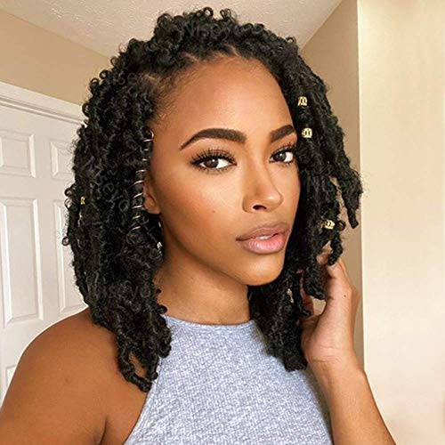 WOGO BEAUTY Butterfly Locs Butterfly Locs Crochet Hair 12 Inch Distressed Butterfly Locs Crochet Hair With Curly Ends Pre Looped Natural Synthetic Butterfly Locs Hair 5 packs,20strands/pack(12 inch, 1B)