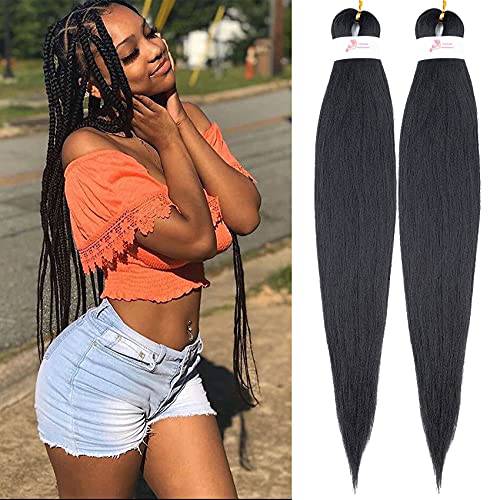 Callia Pre Stretched Braiding Hair 24 Inch 8 Packs Ombre Professional Prestretched Synthetic Braiding Hair Itch Free Yaki Synthetic Hair Extension for Crochet Twist (24Inch, 1B)