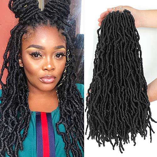 Yorda Soft Locs Crochet Hair for Black Women, Natural Faux Locs Crochet Braids, Pre Looped Synthetic Distressed Locs Braiding Hair (18Inch, 16Strands/Pack, 1B)