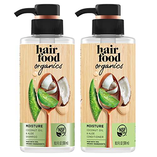 Hair Food Organics Sulfate Free Shampoo and Conditioner Set with Coconut Oil and Aloe, 10.1 Fl Oz Each